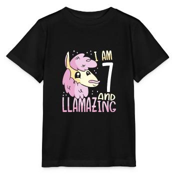 I Am A Seven-Year-Old Lama - Stanley/Stella MINI CREATOR Kids’ T-Shirt - black - Front - Mikhail (115cm)