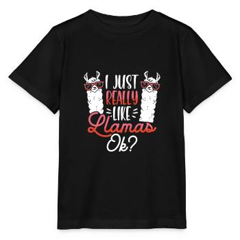 I like llamas very much - Stanley/Stella MINI CREATOR Kids’ T-Shirt - black - Front - Mikhail (115cm)