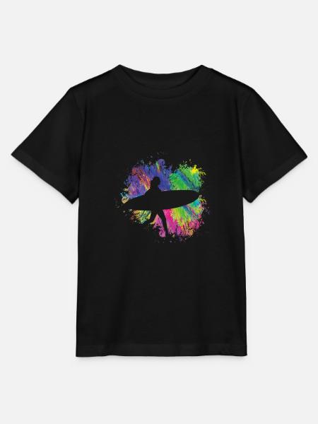 Sommersurfer Mit Brett - Stanley/Stella Kinder T-Shirt MINI CREATOR - Schwarz