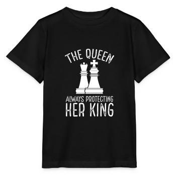 The Queen Protects Her King - Stanley/Stella MINI CREATOR Kids’ T-Shirt - black - Front - Mikhail (115cm)