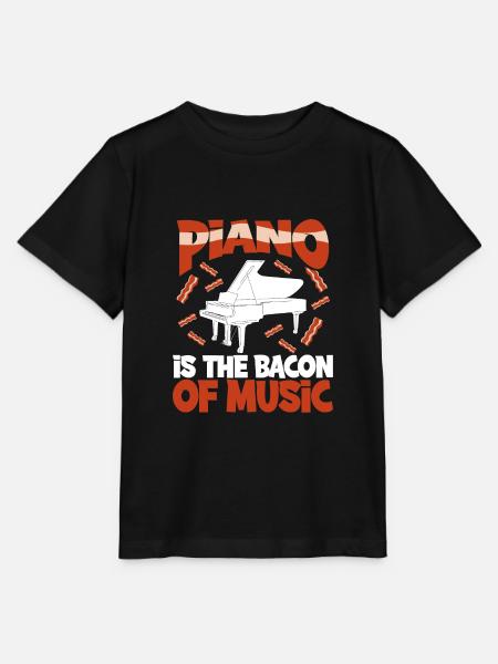 Le piano est le bacon de la musique - T-shirt bio MINI CREATOR Stanley/Stella Enfant - noir