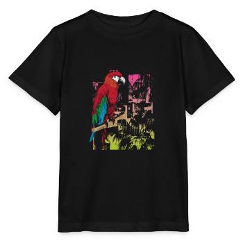 Papagei Auf Einem Ast Im Amazonas - Stanley/Stella Kinder T-Shirt MINI CREATOR  - Schwarz - Vorne - Mikhail (115cm)