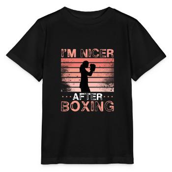 Je suis plus gentil après la boxe - T-shirt bio MINI CREATOR Stanley/Stella Enfant - noir - Devant - Mikhail (115cm)