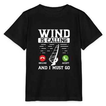 The wind is calling and I have to leave - Stanley/Stella MINI CREATOR Kids’ T-Shirt - black - Front - Mikhail (115cm)