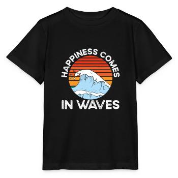 Happiness comes in waves - Stanley/Stella MINI CREATOR Kids’ T-Shirt - black - Front - Mikhail (115cm)