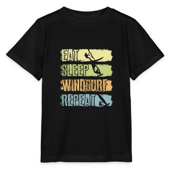 Food Sleep Windsurfing Repetition - Stanley/Stella MINI CREATOR Kids’ T-Shirt - black - Front - Mikhail (115cm)
