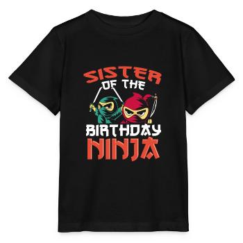 Soeur du ninja d’anniversaire - T-shirt bio MINI CREATOR Stanley/Stella Enfant - noir - Devant - Mikhail (115cm)