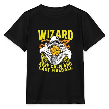 Un magicien lance une boule de feu - T-shirt bio MINI CREATOR Stanley/Stella Enfant - noir - Devant - Mikhail (115cm)