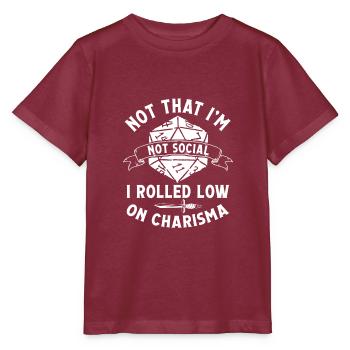 J’ai peu de charisme - T-shirt bio MINI CREATOR Stanley/Stella Enfant - bordeaux - Devant - Kain (125cm)