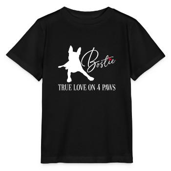 Bostie wahre Liebe auf vier Pfoten - Stanley/Stella Kinder T-Shirt MINI CREATOR  - Schwarz - Vorne - Mikhail (115cm)