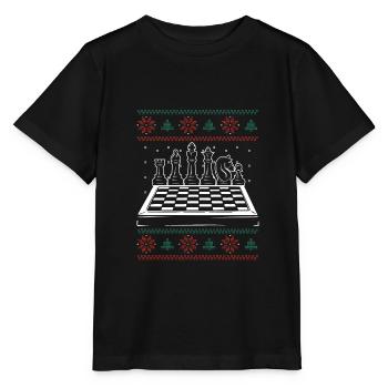 Weihnachtliches Schachbrett - Stanley/Stella Kinder T-Shirt MINI CREATOR  - Schwarz - Vorne - Mikhail (115cm)