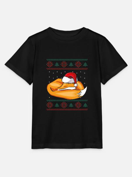 Schlafender Weihnachtsfuchs - Stanley/Stella Kinder T-Shirt MINI CREATOR - Schwarz