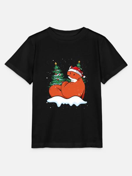 Weihnachtsfuchs Mit Weihnachtsmütze - Stanley/Stella Kinder T-Shirt MINI CREATOR - Schwarz
