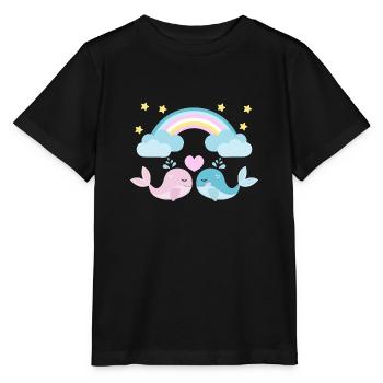 Two fish in love under the rainbow - Stanley/Stella MINI CREATOR Kids’ T-Shirt - black - Front - Mikhail (115cm)