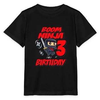 Boom Ninja 3 Birthday Years Old Bday Party Gift - Stanley/Stella Kinder T-Shirt MINI CREATOR  - Schwarz - Vorne - Mikhail (115cm)