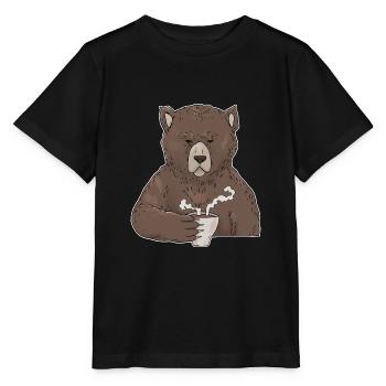 Ours grincheux avec café muffins du matin - T-shirt bio MINI CREATOR Stanley/Stella Enfant - noir - Devant - Mikhail (115cm)