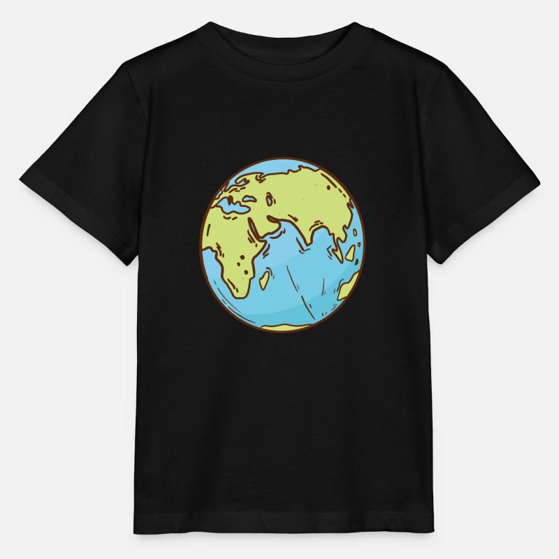 Carte du monde globe terrestre globe terrestre symbole continents - T-shirt bio MINI CREATOR Stanley/Stella Enfant - noir