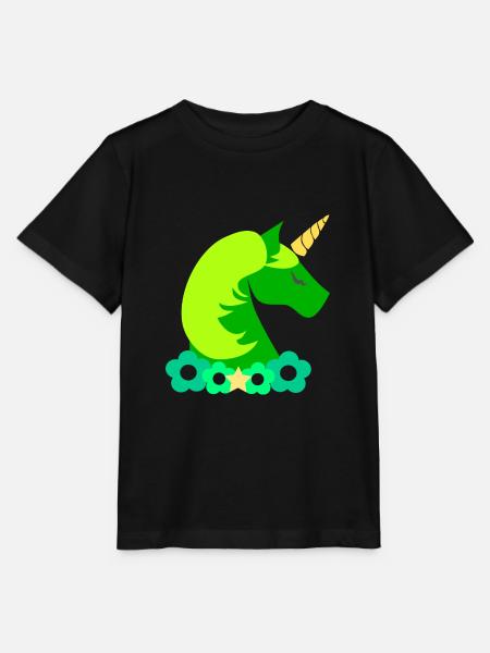 grünes Einhorn - Stanley/Stella Kinder T-Shirt MINI CREATOR - Schwarz