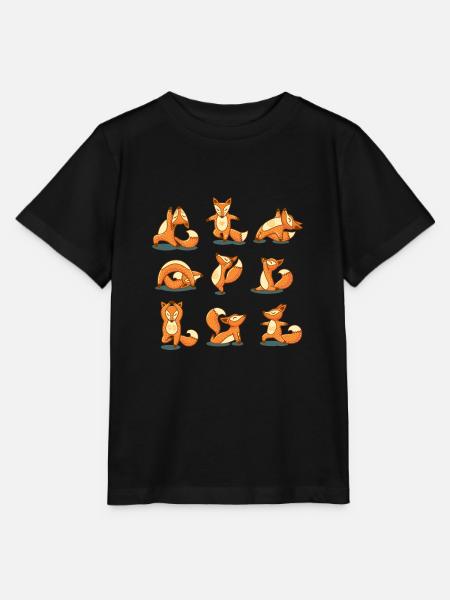 foxes yoga - Stanley/Stella Kinder T-Shirt MINI CREATOR  - Schwarz