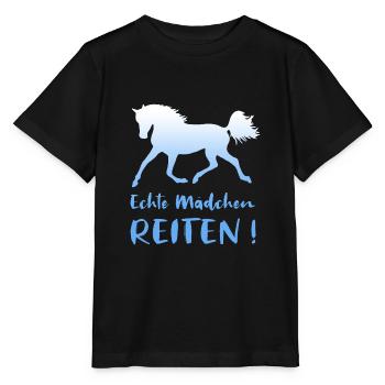 Echte Mädchen Reiten Pferde Reiterin Geschenk - Stanley/Stella Kinder T-Shirt MINI CREATOR  - Schwarz - Vorne - Mikhail (115cm)