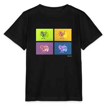 DIN O4 (Saurier-Pop-Art-Edition) - Stanley/Stella Kinder T-Shirt MINI CREATOR  - Schwarz - Vorne - Mikhail (115cm)