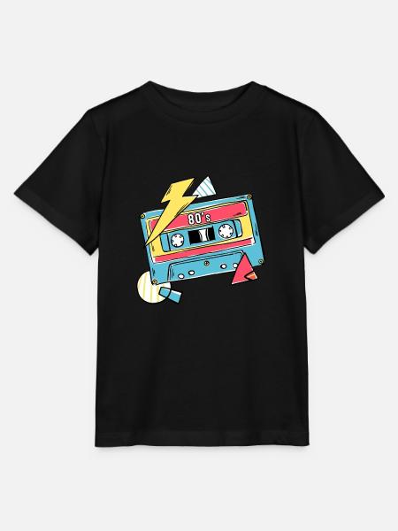Cassette musique 80s Cadeau Pop Style Idée cadeau - T-shirt bio MINI CREATOR Stanley/Stella Enfant - noir