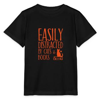 Buch lesen Katzen Silhouette Spruch Geschenk - Stanley/Stella Kinder T-Shirt MINI CREATOR  - Schwarz - Vorne - Mikhail (115cm)