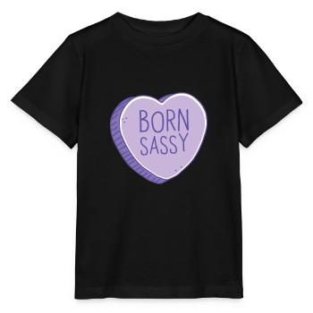 Born sassy Purple candy heart - Stanley/Stella MINI CREATOR Kids’ T-Shirt - black - Front - Mikhail (115cm)