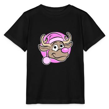 Christmas in Pink - Reindeer in Pink - Stanley/Stella MINI CREATOR Kids’ T-Shirt - black - Front - Mikhail (115cm)