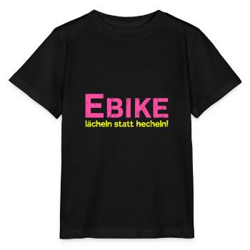 E bike laecheln statt hecheln Fahrrad Geschenk - Stanley/Stella Kinder T-Shirt MINI CREATOR  - Schwarz - Vorne - Mikhail (115cm)