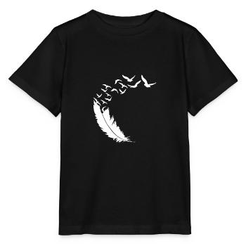 Plume - Oiseaux - Essaim d’oiseaux - Art abstrait - T-shirt bio MINI CREATOR Stanley/Stella Enfant - noir - Devant - Mikhail (115cm)