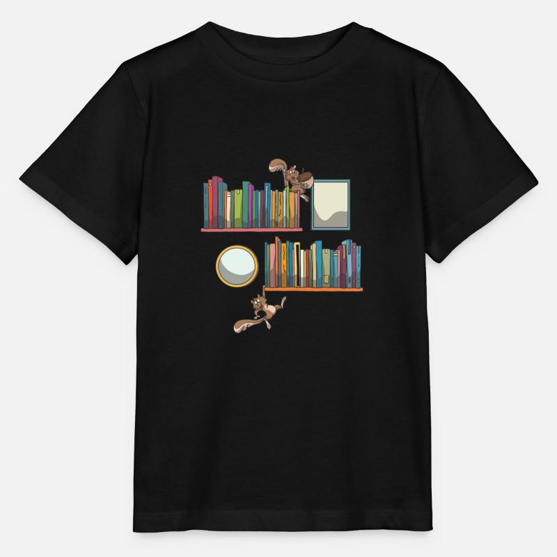 Bücherregal Buch Bücher Eichhörnchen - Stanley/Stella Kinder T-Shirt MINI CREATOR  - Schwarz