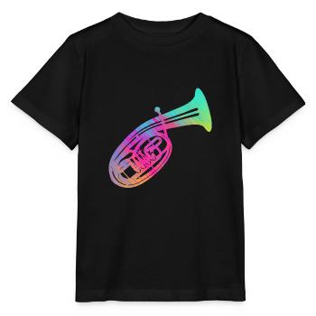 Instrument de musique à vent corne ténor cor ténor joueur corne - T-shirt bio MINI CREATOR Stanley/Stella Enfant - noir - Devant - Mikhail (115cm)