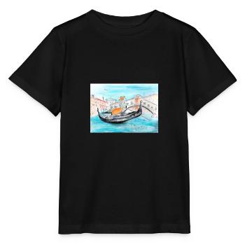 Fuchs in Venedig als Gondoliere - Stanley/Stella Kinder T-Shirt MINI CREATOR  - Schwarz - Vorne - Mikhail (115cm)