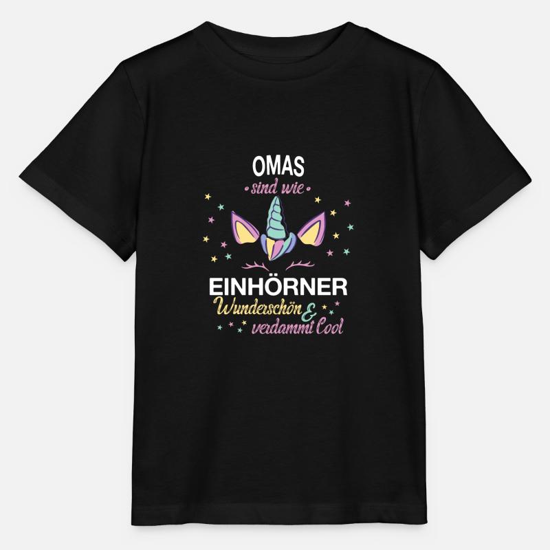 Oma Omas Großmutter Spruch Einhorn - Stanley/Stella Kinder T-Shirt MINI CREATOR  - Schwarz