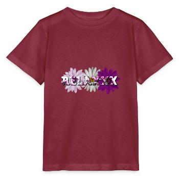 Relaxxx Blumen Motiv - Stanley/Stella Kinder T-Shirt MINI CREATOR  - Burgunderrot - Vorne - Kain (125cm)