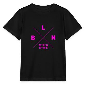 Berlin Koordinaten Design BLN Geschenk Heimat Kiez - Stanley/Stella Kinder T-Shirt MINI CREATOR  - Schwarz - Vorne - Mikhail (115cm)