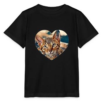 Katze - Stanley/Stella Kinder T-Shirt MINI CREATOR  - Schwarz - Vorne - Mikhail (115cm)