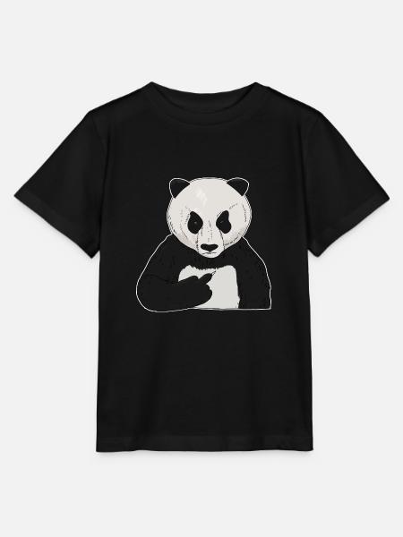 Mürrischer Pandabär mit Mittelfinger - Stanley/Stella Kinder T-Shirt MINI CREATOR - Schwarz