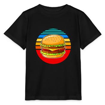 Burger Vintage Retro Fast Food - T-shirt bio MINI CREATOR Stanley/Stella Enfant - noir - Devant - Mikhail (115cm)