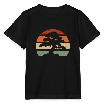 Horizont mit vintage Bonsai - Stanley/Stella Kinder T-Shirt MINI CREATOR  - Schwarz - Vorne - Mikhail (115cm)