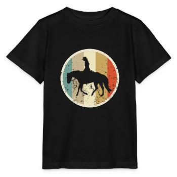 Westernreiterin Reiterin Westernreiten - Stanley/Stella Kinder T-Shirt MINI CREATOR  - Schwarz - Vorne - Mikhail (115cm)