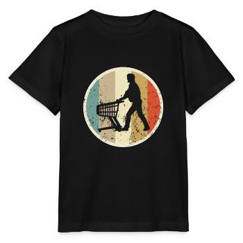 Mann mit Einkaufswagen Supermarkt - Stanley/Stella Kinder T-Shirt MINI CREATOR  - Schwarz - Vorne - Mikhail (115cm)