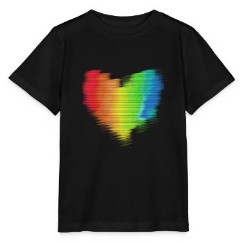 coeur, arc-en-ciel, peinture,coloré,flou - T-shirt bio MINI CREATOR Stanley/Stella Enfant - noir - Devant - Mikhail (115cm)