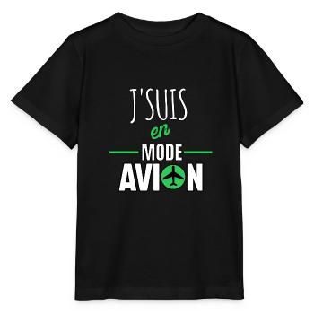J’suis en mode avion - T-shirt bio MINI CREATOR Stanley/Stella Enfant - noir - Devant - Mikhail (115cm)