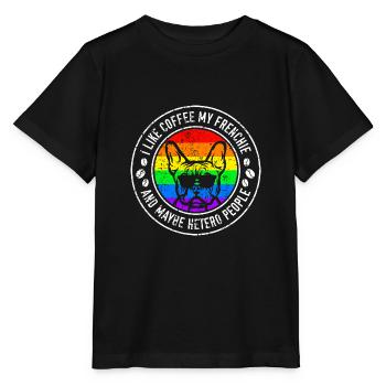 I like gay dog French bulldog rainbow - Stanley/Stella MINI CREATOR Kids’ T-Shirt - black - Front - Mikhail (115cm)