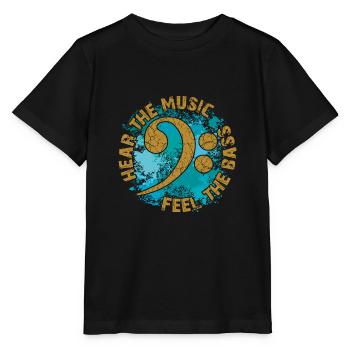 Sentez les basses. Clef de fa - T-shirt bio MINI CREATOR Stanley/Stella Enfant - noir - Devant - Mikhail (115cm)