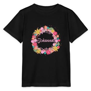 johanna,fleurs,couronne de fleurs,floral,illustrati - T-shirt bio MINI CREATOR Stanley/Stella Enfant - noir - Devant - Mikhail (115cm)