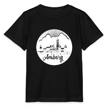 skyline, amberg, cercle, rétro, coupe aux ciseaux, blanc - T-shirt bio MINI CREATOR Stanley/Stella Enfant - noir - Devant - Mikhail (115cm)