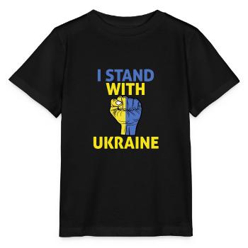 Je suis avec l’Ukraine, je soutiens l’Ukraine - T-shirt bio MINI CREATOR Stanley/Stella Enfant - noir - Devant - Mikhail (115cm)